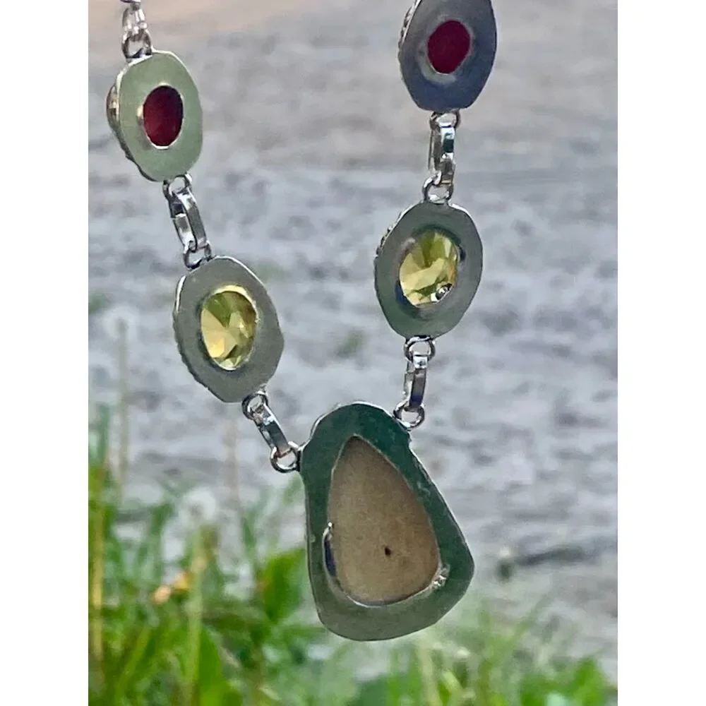 Earthy southwestern boho artisan made jasper coral citrine necklace